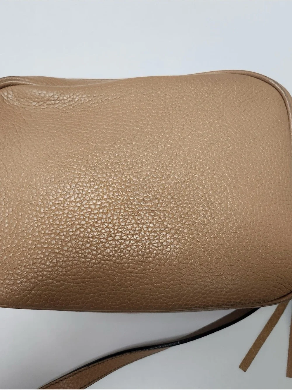 Gucci Tan Pebbled Leather Crossbody with Tassel